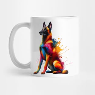 Vibrant Belgian Malinois Portrait in Colorful Splash Style Mug